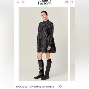 English Factory Floral Button Detail Mini Dress X-large